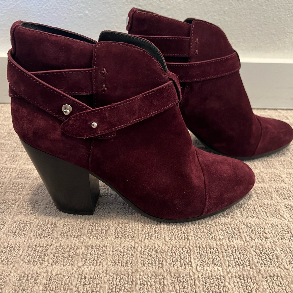 Rag and Bone Women's Burgundy Ankle Boots, Size 38.5